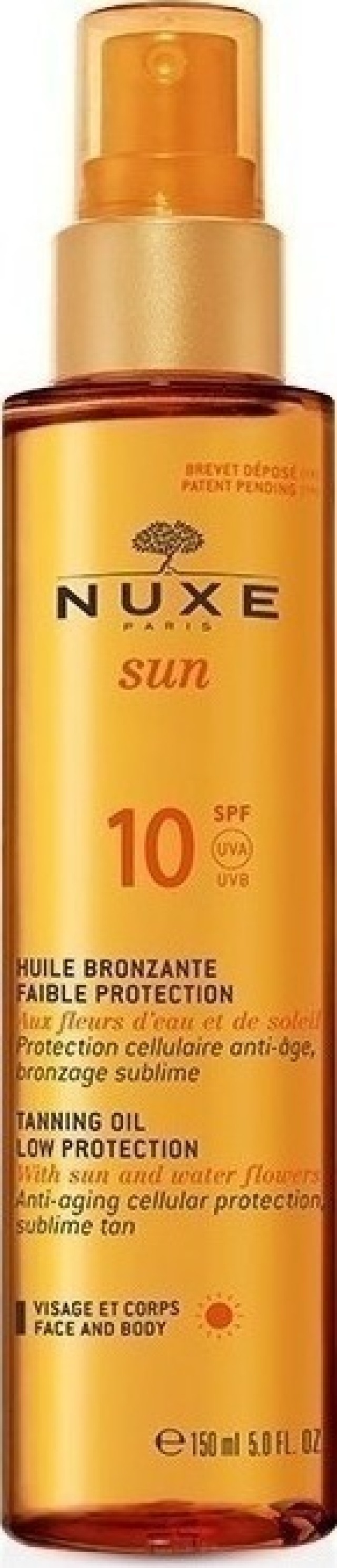Nuxe Suntan Oil SPF10 Sunscreen Tanning Oil For Face - Body 150ml -20% On The Item