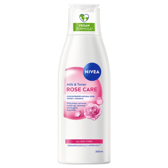 Nivea Milk & Toner Rose Care Γαλάκτωμα Καθαρισμού Προσώπου με Ροδόνερο &hellip;