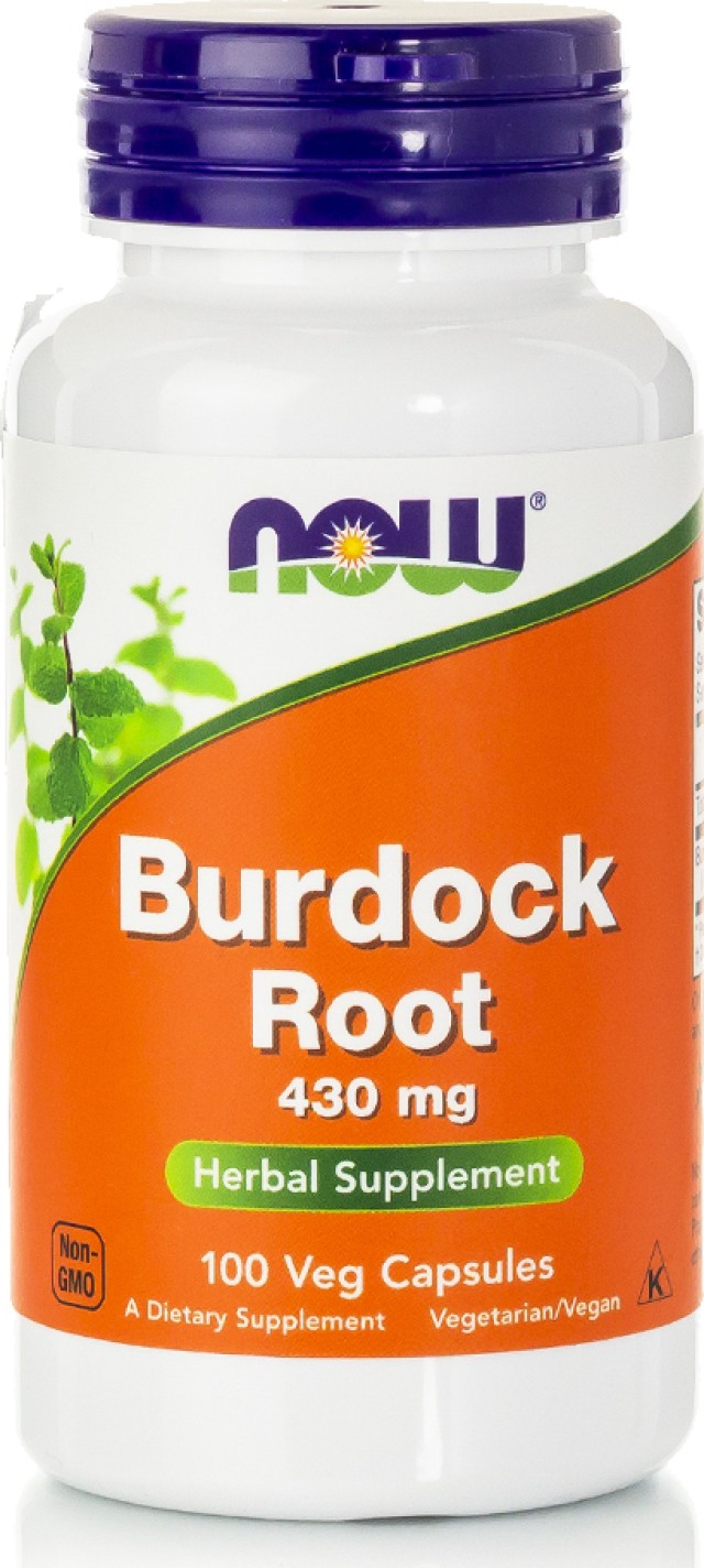 Now Foods Burdock Root 430mg, Συμπλήρωμα Διατροφής για την Καλή Υγεία των Μαλλιών & του Δέρματος 100 Φυτικές Κάψουλες