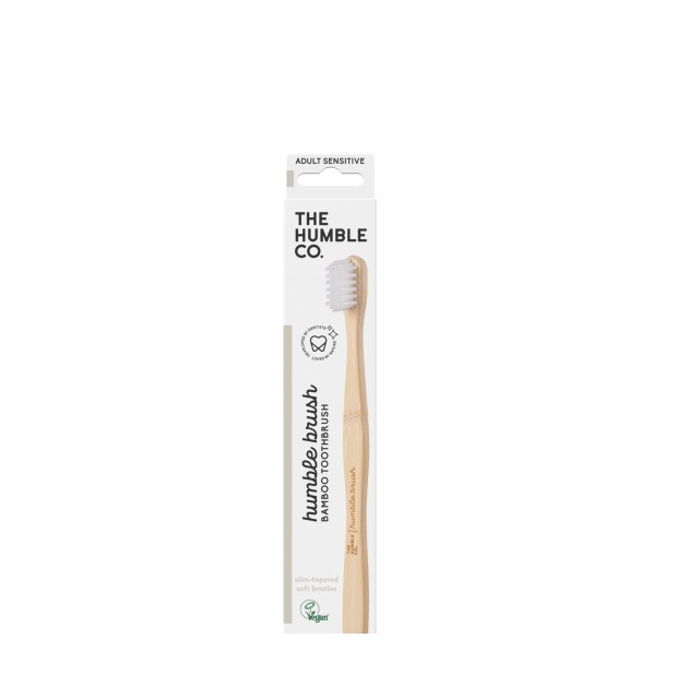 The Humble Co. Bamboo Toothbrush Adult White Sensitive Οδοντόβουρτσα Ενηλίκων από Μπαμπού Λευκή για Ευαίσθητα Δόντια και Ούλα 1 Τεμάχιο