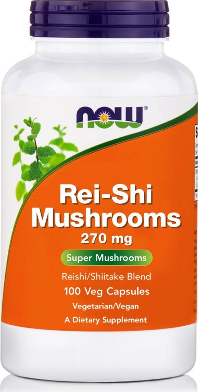 Now Foods Rei Shi Mushrooms 270mg (Reishi/Shiitake) Συμπλήρωμα Διατροφής 100 Κάψουλες