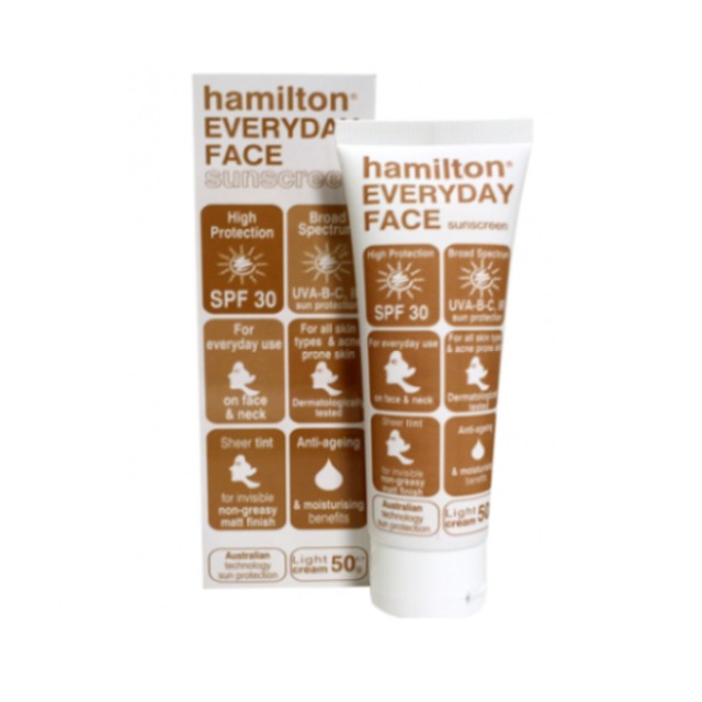 Hamilton Everyday Face Sunscreen SPF30 Αντηλιακή Κρέμα Προσώπου με Χρώμα Ελαφριάς Υφής 50g