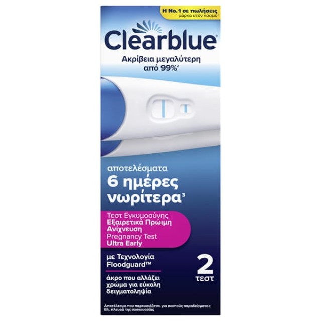 Clearblue Τεστ Εγκυμοσύνης Εξαιρετικά Πρώιμη Ανίχνευση 2 Τεμάχια Clearblue Τεστ Εγκυμοσύνης Εξαιρετικά Πρώιμη Ανίχνευση 2 Τεμάχια