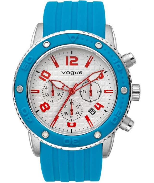 Vogue Chronograph Blue Rubber Strap Γυναικείο Ρολόι με Λουράκι από Καο …