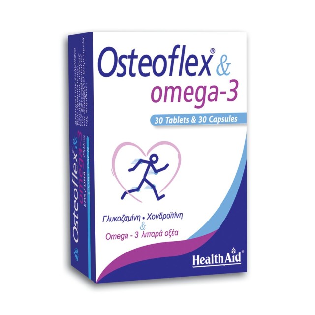 Health Aid Osteoflex & Omega 3 750mg Συμπλήρωμα Διατροφής με Γλυκοζαμίνη, Χονδροϊτίνη & Ωμέγα 3 Λιπαρά Οξέα 750mg Dual Pack 30 Κάψουλες + 30 Ταμπλέτες