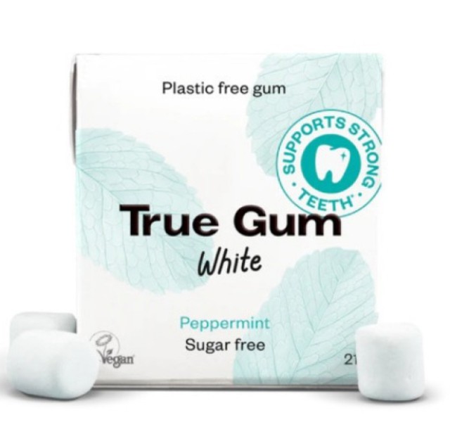 True Gum White Peppermint Sugar Free Φυσικές Τσίχλες για Λευκά Δόντια …