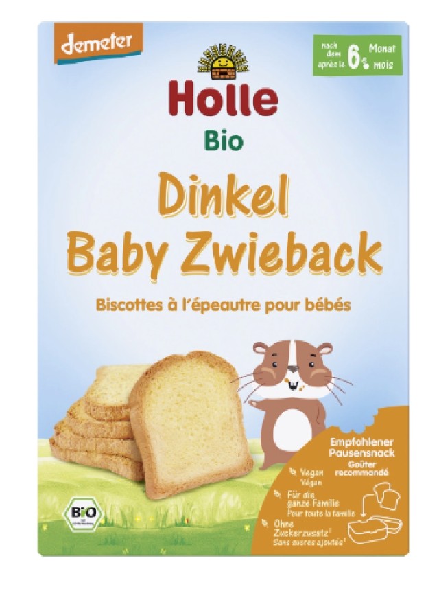 Holle Παιδικές Φρυγανιές Ντίνκελ 200gr, Από 6 Μηνών & Άνω