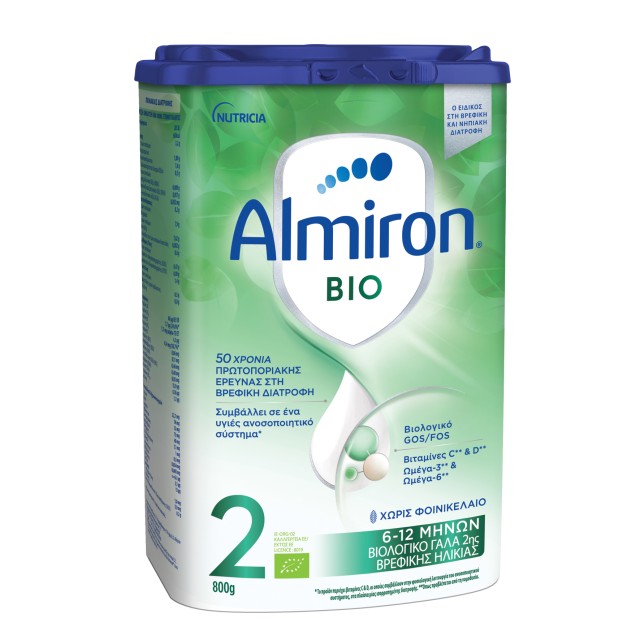 Nutricia Almiron Bio 2 Organic Milk Powder Βιολογικό Γάλα 2ης Βρεφικής Ηλικίας 6-12m Χωρίς Φοινικέλαιο 800gr