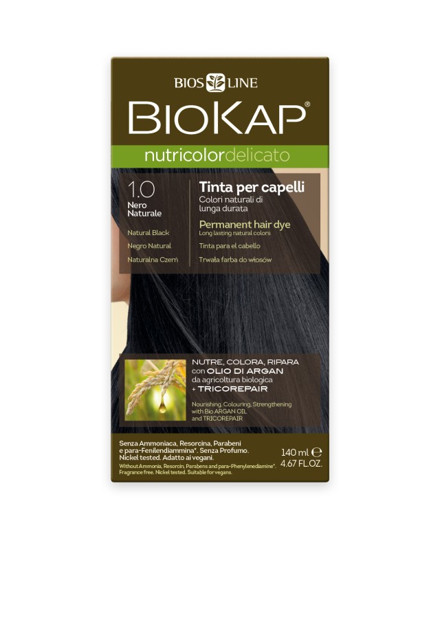 Biokap Nutricolor Delicato No1.0 Natural Black Βαφή Μαλλιών Μαύρο 140ml