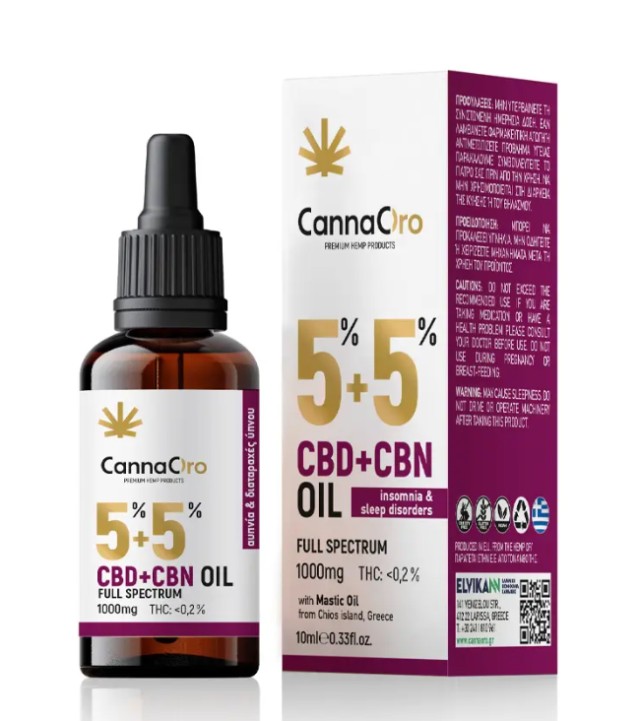 CannaOro CBD 5% + CBN 5% Full Spectrum 1000mg Mastic Oil 1000mg Έλαιο Κάνναβης για Υγεία, Ευεξία, Ισορροπία του Οργανισμού 10ml