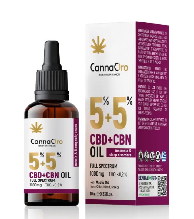 CannaOro CBD 5% + CBN 5% Full Spectrum 1000mg Mastic Oil 1000mg Έλαιο …