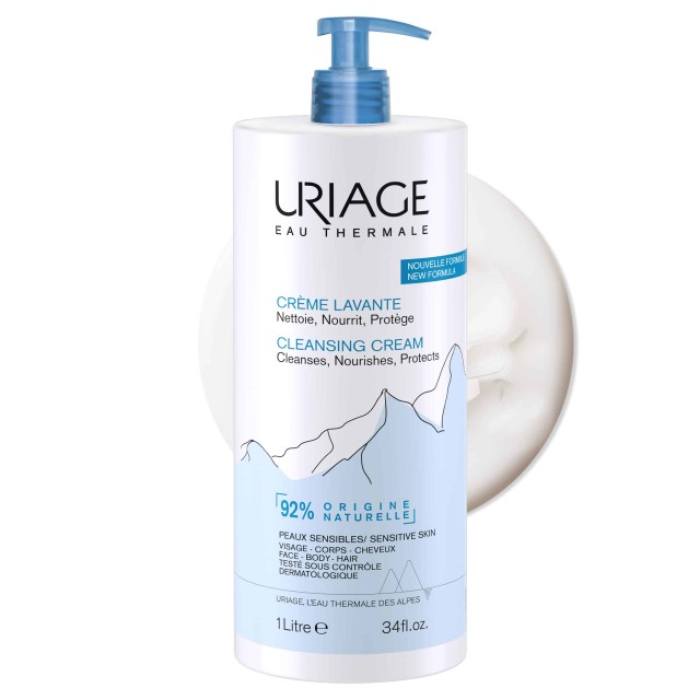 Uriage Eau Thermale Cleansing Cream Κρέμα Καθαρισμού για Πρόσωπο - Σώμα - Μαλλιά 1000ml