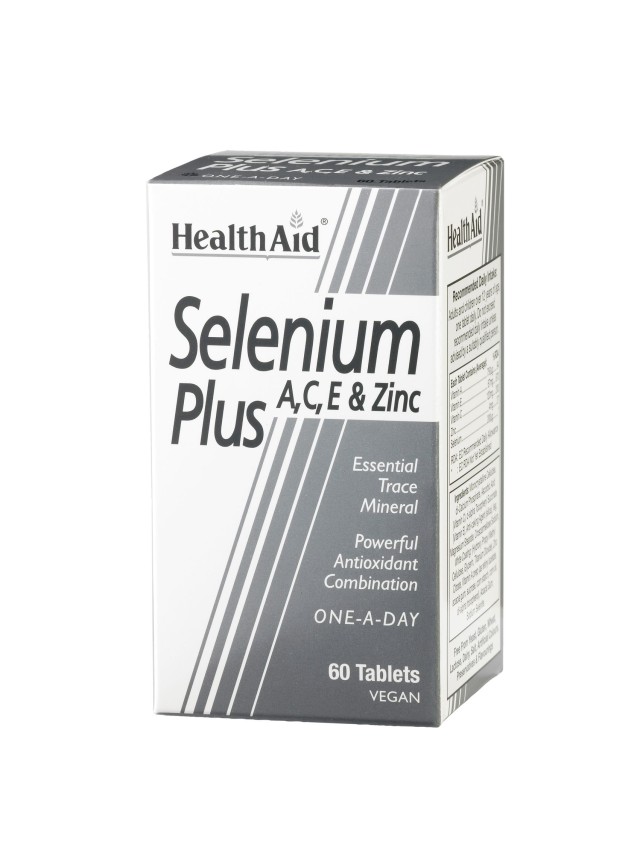 Health Aid Selenium Plus (Vitamins A, C, E & Zinc) Συμπλήρωμα Διατροφής με Σελήνιο, Βιταμίνες & Ψευδάργυρο με Αντιοξειδωτική Δράση 60 Ταμπλέτες