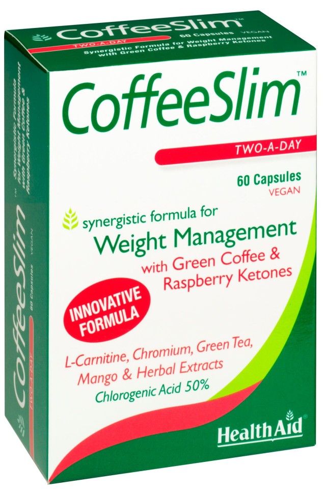 Health Aid Coffee Slim Συμπλήρωμα Διατροφής με Πράσινο Καφέ, Κετόνες Σμέουρων - Φυτικά Εκχυλίσματα για Αύξηση την Καύσεων και του Μεταβολισμού 60 Κάψουλες
