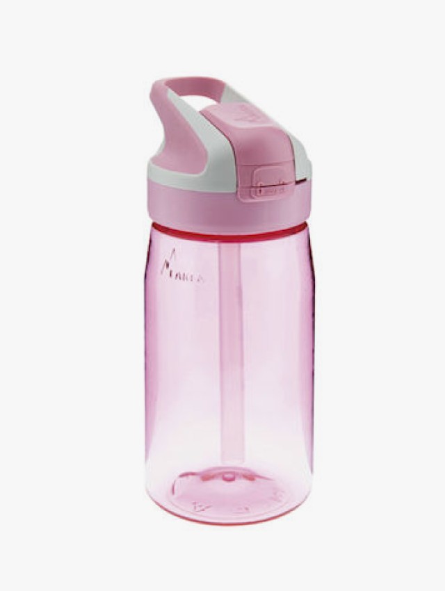 Laken Πλαστικό Παγούρι Ροζ Διάφανο Μονόχρωμο με Καλαμάκι Σιλικόνης 450 …