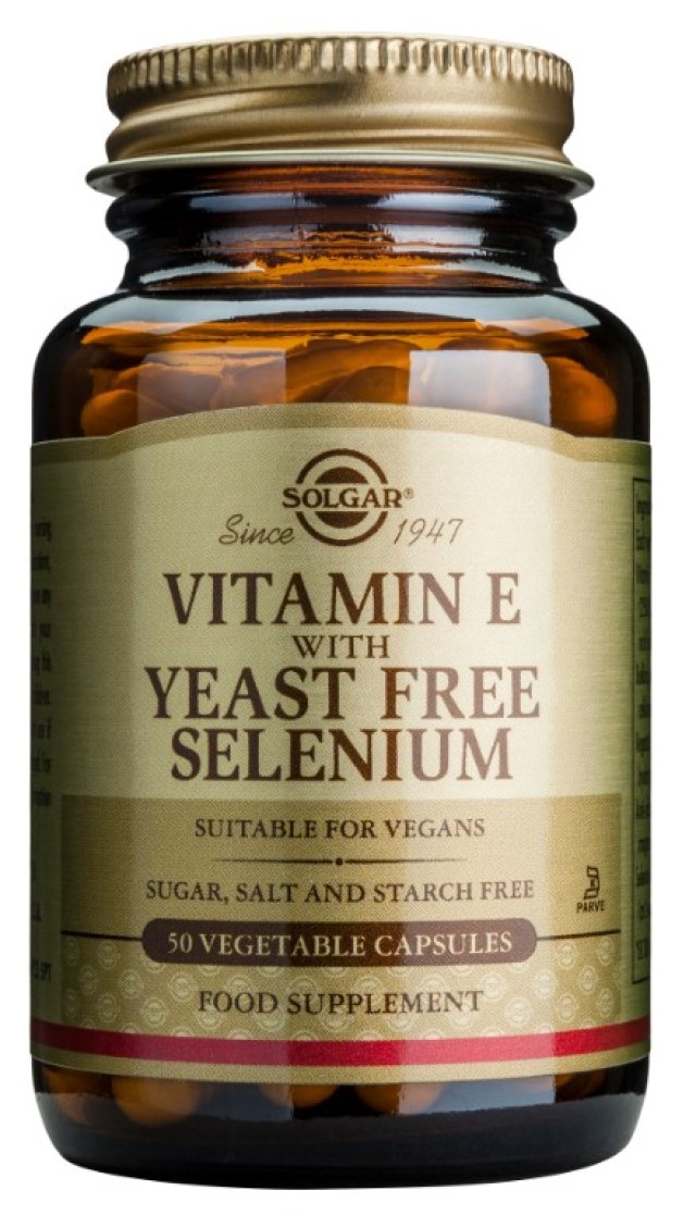 Solgar Vitamin E with Yeast Free Selenium Συμπλήρωμα Διατροφής με Αντιοξειδωτικές Ιδιότητες 50 Φυτικές Κάψουλες