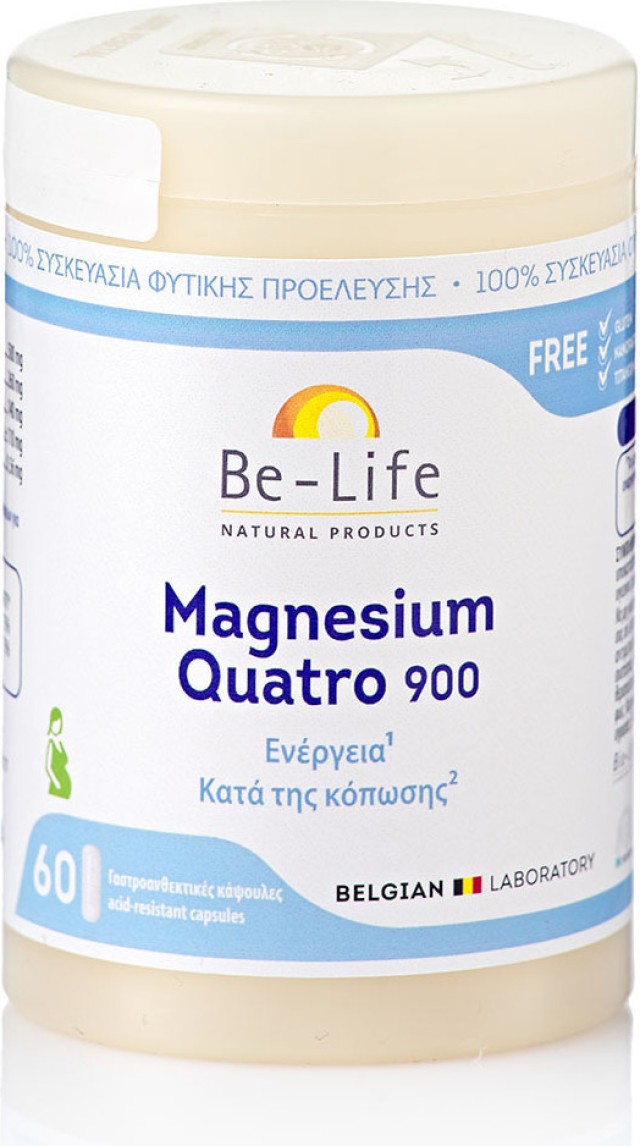 Be Life Magnesium Quatro 900 Μαγνήσιο Συμπλήρωμα Διατροφής για Ενέργεια & Κατά της Κόπωσης 60 Γαστροανθεκτικές Κάψουλες