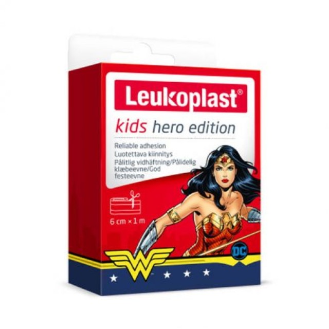 Leukoplast Kids Hero Edition Wonderwoman Παιδικό Αυτοκόλλητο Επίθεμα 6cm x 1m 1 Τεμάχιο