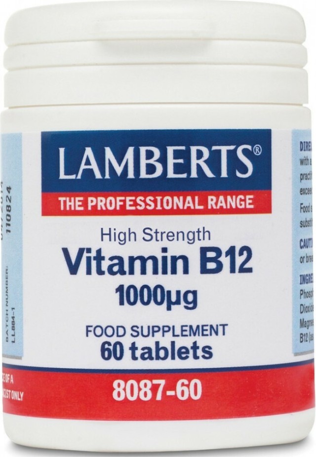 Lamberts B12 1000mg Συμπλήρωμα Διατροφής με Βιταμίνη B12 60 Ταμπλέτες