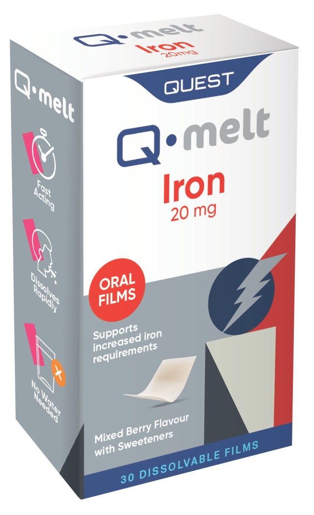 Quest Q Melt Iron 20mg Συμπλήρωμα Σιδήρου σε Μορφή Ταινιών που Διαλύον &hellip;