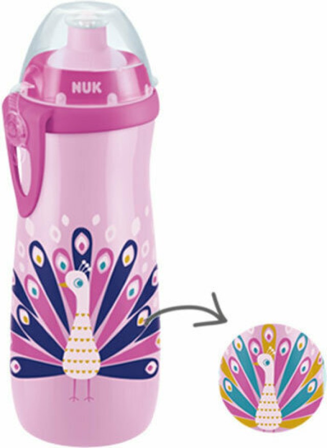 Nuk Sports Cup Παγουράκι που Αλλάζει Χρώμα για 24m+ με Καπάκι Push Pull Σιλικόνης Χρώμα:Ροζ 450ml [10.255.577]