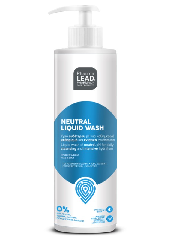 PharmaLead Neutral Liquid Wash Απαλό Υγρό Καθαρισμού Προσώπου & Σώματος για Ευαίσθητες Επιδερμίδες 500ml με Αντλία