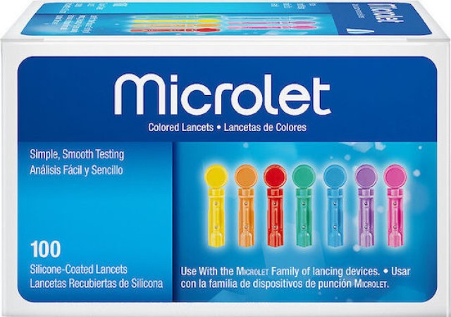 BAYER ASCENSIA MICROLET 100 LANCETS COLORED