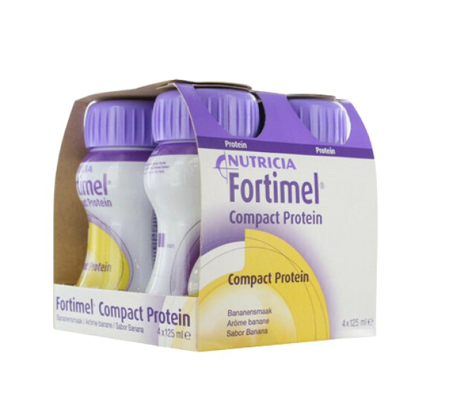 Nutricia Fortimel Compact Banana Υπερπρωτεϊνικό, Υπερθερμιδικό Πόσιμο Θρεπτικό Σκεύασμα 4x125ml