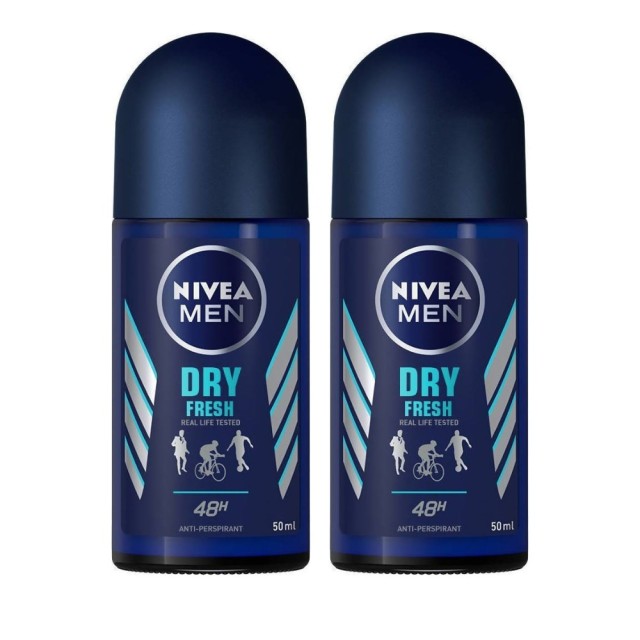 Nivea Men PROMO Dry Fresh Ανδρικό Αποσμητικό Roll-on 48ωρης Προστασίας 2x50ml 1+1 ΔΩΡΟ