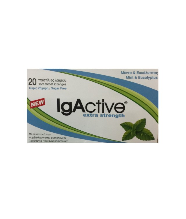 IgActive Παστίλιες Λαιμού Μέντα & Ευκάλυπτος Extra Strength Sugar Free …