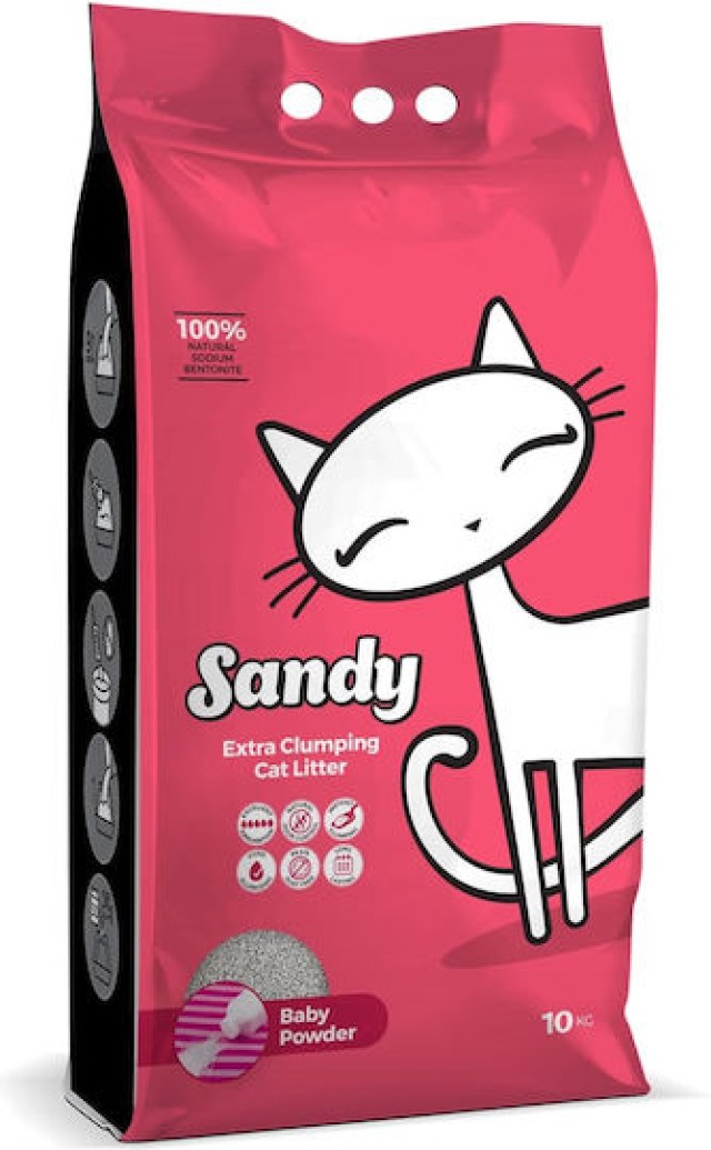 Sandy Extra Clumping Baby Powder Άμμος για Γάτες με Άρωμα Πούδρα 10kg