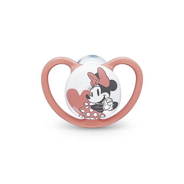 Nuk Space Mickey & Minnie Ορθοδοντική Πιπίλα Σιλικόνης για 18-36m+ με Θήκη Χρώμα Ρόζ [10.739.747]