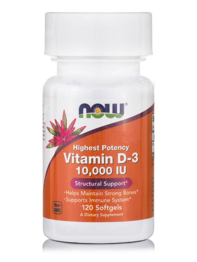 Now Foods Vitamin D3 10.000 IU Συμπλήρωμα Διατροφής D3 120 Μαλακές Κάψουλες