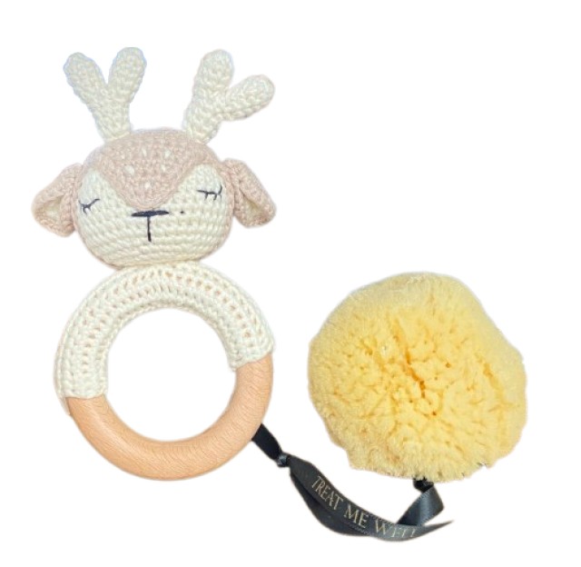 Treat Me Well Box Deer Κουδουνίστρα Ελαφάκι 1 Τεμάχιο και Σφουγγάρι Μι …