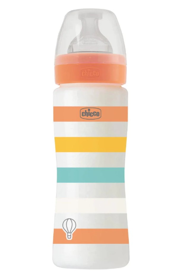 Chicco Well Being Πλαστικό Μπιμπερό Unisex για 4m+ Πορτοκαλί με Θηλή Σ …