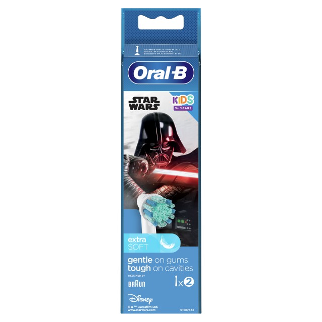 Oral B Kids Star Wars Ανταλλακτικές Κεφαλές Παιδικής Ηλεκτρικής Οδοντόβουρτσας 2 Τεμάχια