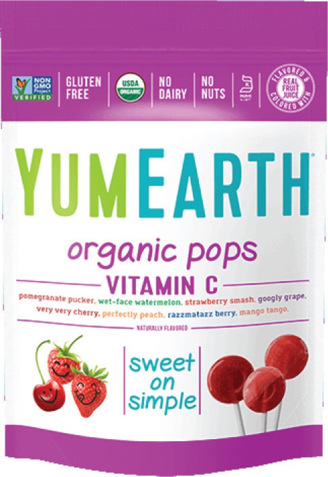 YumEarth Organic Pops Vitamin C Βιολογικά Γλειφιτζούρια Φρούτων με Βιταμίνη C 14 Τεμάχια [85gr]