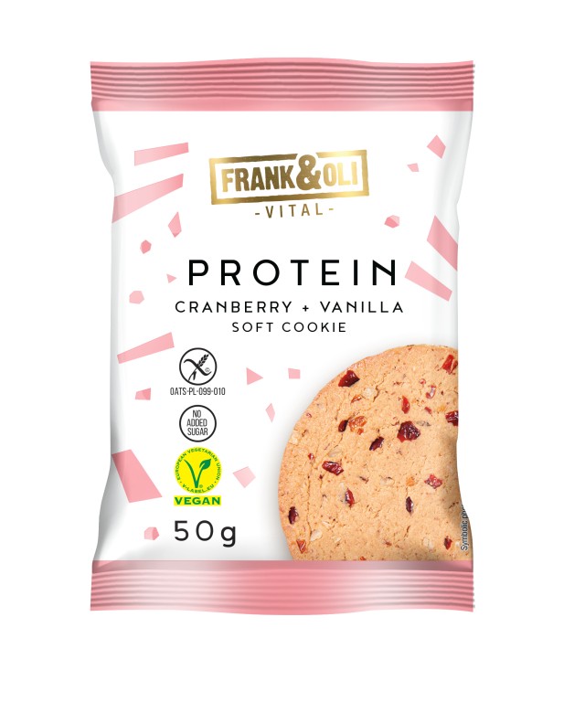 Frank & Oli Soft Vegan Protein Cookie Cranberry & Vanilla Μαλακό Μπισκ &hellip;