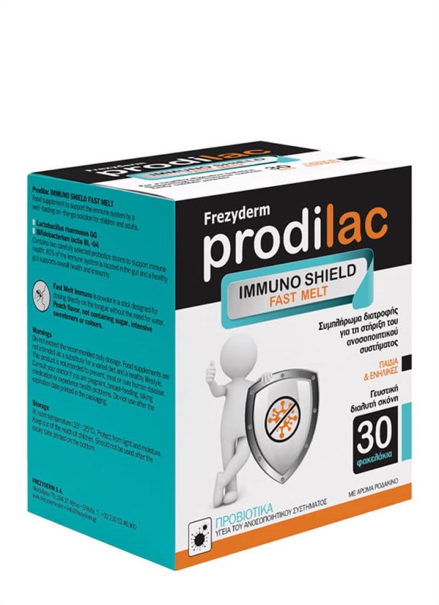 Frezyderm Prodilac Immuno Shield Fast Melt Συμπληρώμα Διατροφής για την Ενίσχυση του Ανοσοποιητικού για Παιδιά - Ενήλικες με Γεύση Ροδάκινο 30 Φακελάκια Frezyderm Prodilac Immuno Shield Fast Melt Συμπληρώμα Διατροφής για τη …