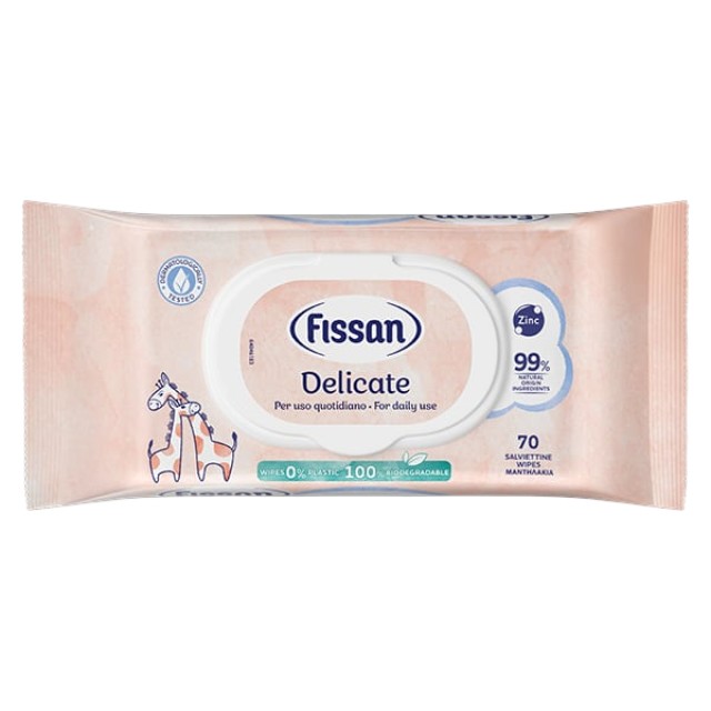 Fissan Delicate Wipes Υγρά Μωρομάντηλα 70 Τεμάχια