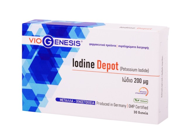 VioGenesis Iodine Depot (Potassium Iodide) 200μg Συμπλήρωμα Διατροφής Ιωδίου για την Καλή Λειτουργία του Θυροειδή 30 Δισκία