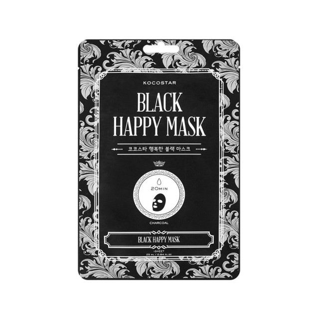 Kocostar Black Happy Mask Μάσκα Προσώπου από Άνθρακα Binchotan για Απομάκρυνση των Ρύπων 1 Τεμάχιο [25ml]