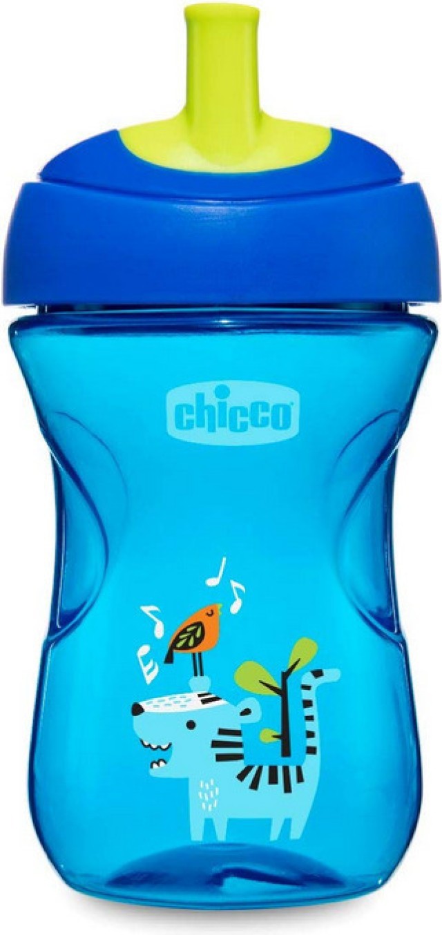 Chicco Advanced Cup Easy Drinking για 12m+ Πλαστικό Κύπελλο Ανάπτυξης Μπλε Τίγρης με Καλαμάκι 266ml [06941-20]