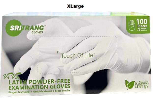 Sri Trang Γάντια Λάτεξ Λευκά Χωρίς Πούδρα Μέγεθος:XLarge 100 Τεμάχια