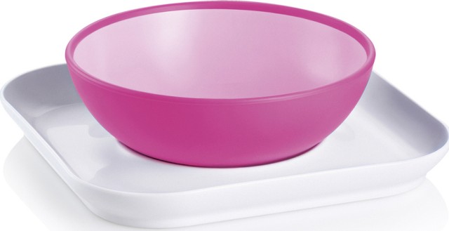 Mam Babys Bowl & Plate 6m+ Χρώμα:Ροζ 2 Τεμάχια [528]