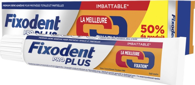 Fixodent Pro Plus Duo Action Fixing Cream for Artificial Dentures 60gr + 50% Free Product