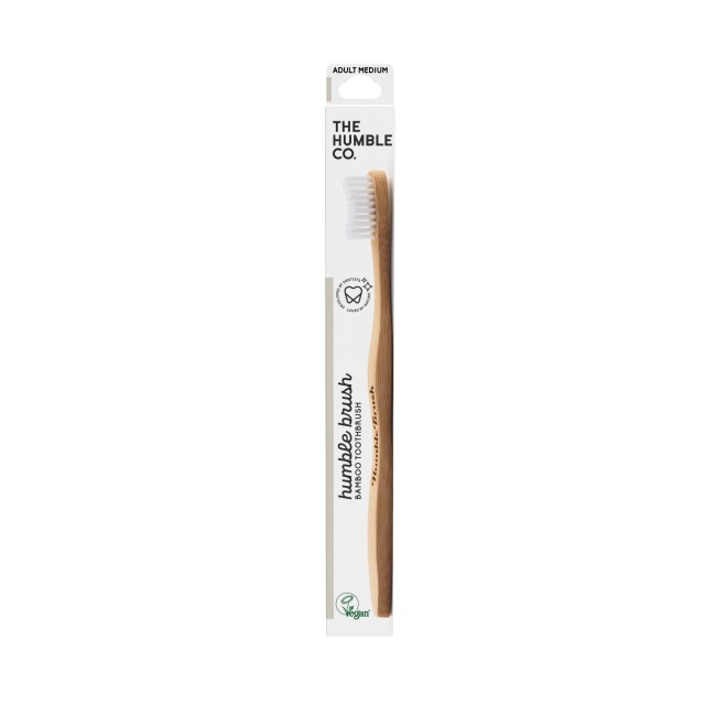 The Humble Co. Bamboo Toothbrush Adult White Medium Οδοντόβουρτσα Ενηλίκων από Μπαμπού Λευκή Μέτρια 1 Τεμάχιο