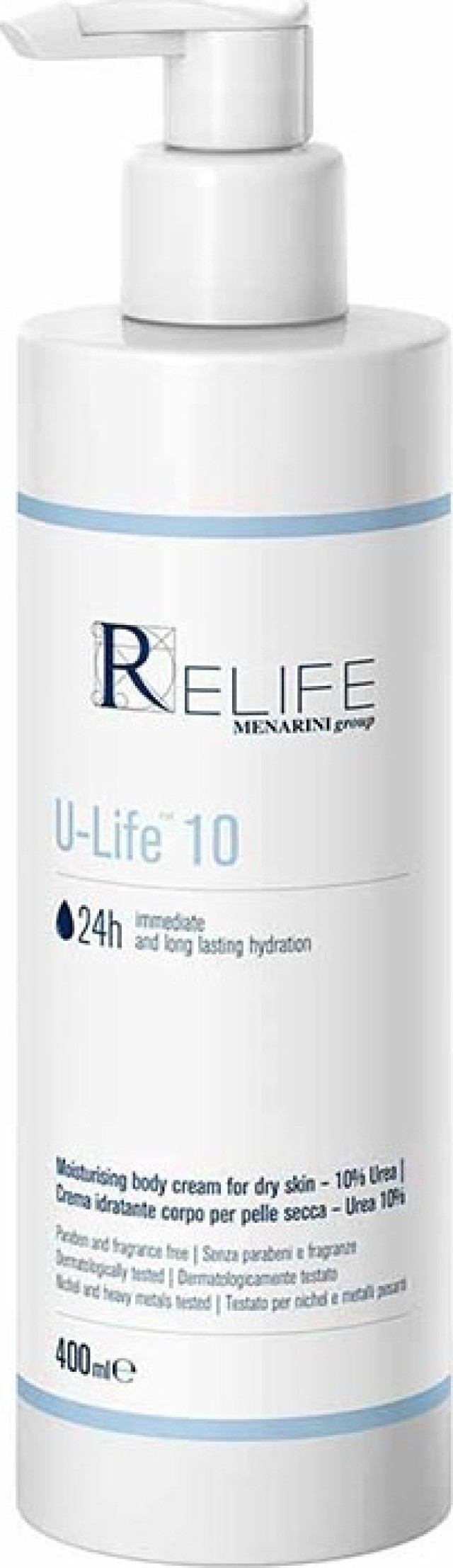 Menarini Relife U-Life 10 Moisturising Body Cream Ενυδατική Κρέμα Σώματος για Ξηρό Δέρμα Ουρία 10% 400ml
