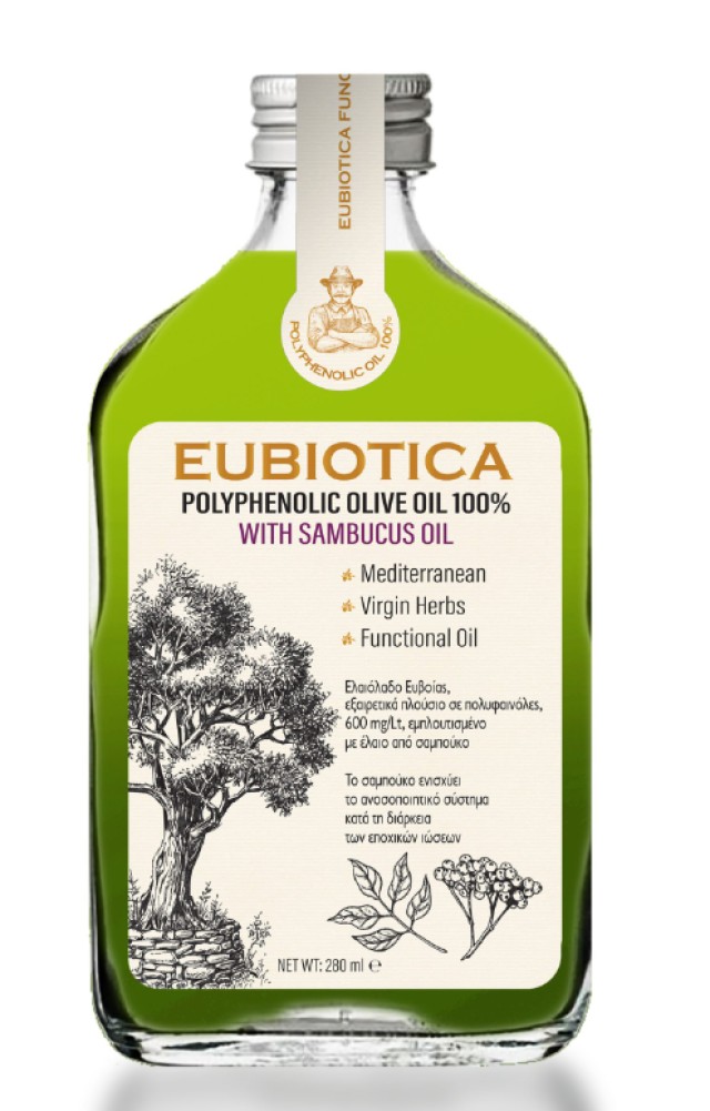 Eubiotica Polyphenolic Olive Oil 100% with Sambucus Oil Extra Παρθένο Ελαιόλαδο Σαμπούκο 280ml