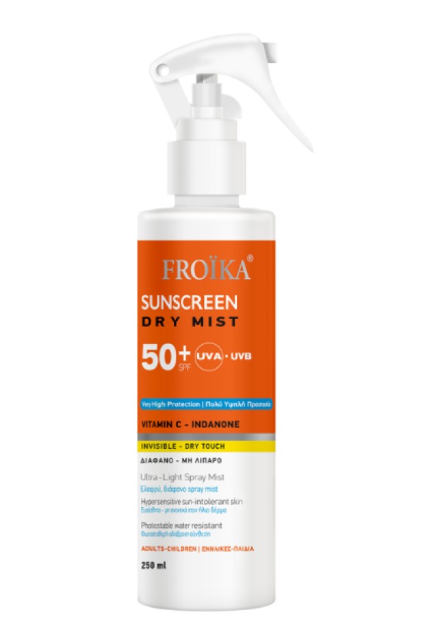 Froika Sunscreen Dry Mist SPF50+ Διάφανο Αντηλιακό Ελαφρύ Mist Πολύ &hellip;